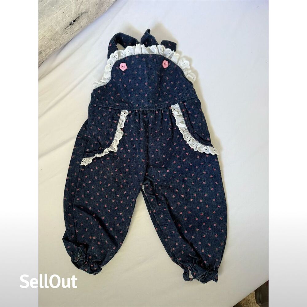 Vintage Tiny Tots Baby Overalls 6-9 Months Multicolor Unisex